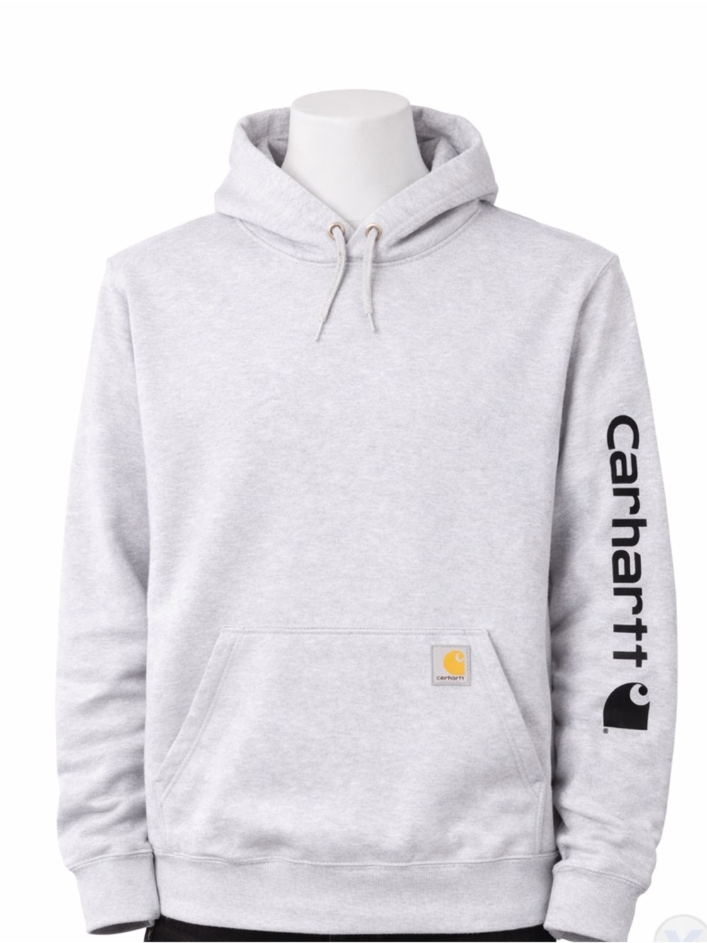 Carhartt Hoodie Mens 2XL Gray Loose Fit Pullover Sweatshirt Sleeve Logo NWT